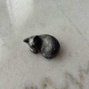 Adorable Gray Small Pewter Cat Figurine